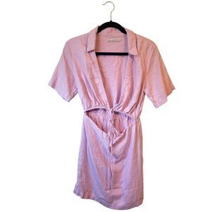 Abercrombie & Fitch Women's Pink Linen Blend Cutout Dress Size S